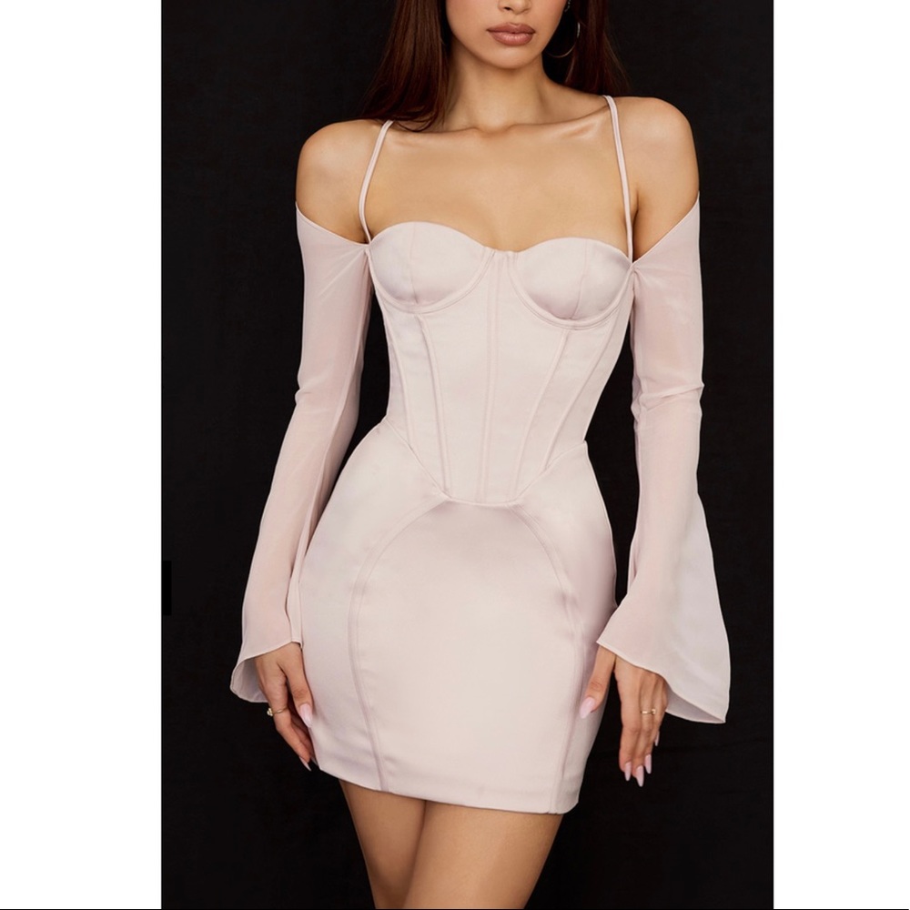 House of CB Isra Crystal Satin Corset Mini Dress